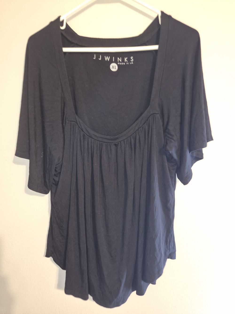 JJ WINKS SereniTee Bra-Free Short Sleeve Loungewear Top Black XL